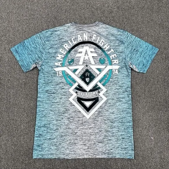 NEW American Fighter Shirt Mens Blue Division Tee Velvet Graphic Size Medium - Picture 6 of 7